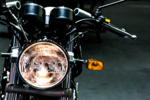 A picture of a motorcycle headlight before a motorcycle accident in New York City.